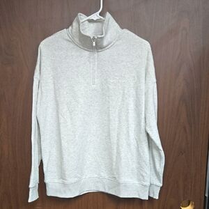 Lazypants Size M Light Heathered Grey 1/4 Zip Pullover Sweater